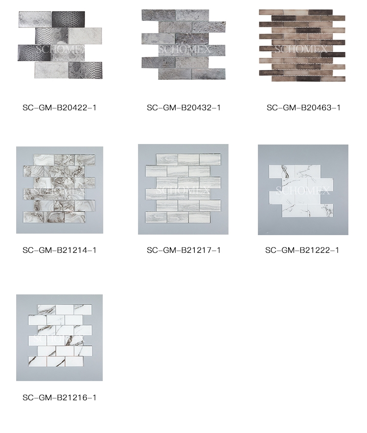 Schomex High Quality Strip Inkjet Crystal Glass Mosaic Tile For Kitchen Backsplash Wall SC-GM-04