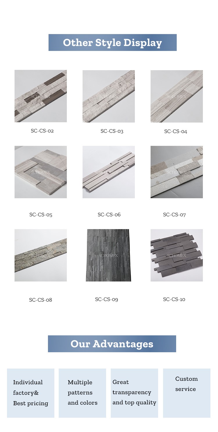 Natural Stack Slate White Culture Brick Stone For Exterior Wall Cladding SC-CS-01